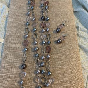 Long necklace with earrings